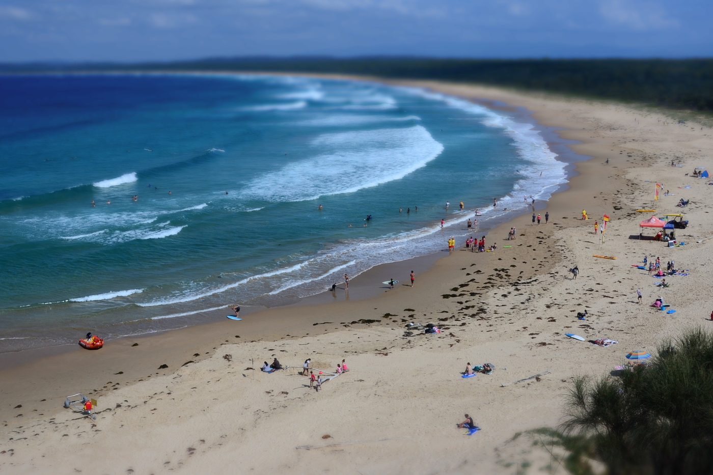 An ocean-facing patrolled beach on the Eurobodalla coast south of Batemans Bay