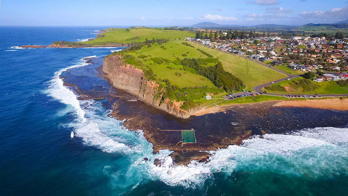 Aerial view over Gerringong and Werri Beach on the NSW South Coast